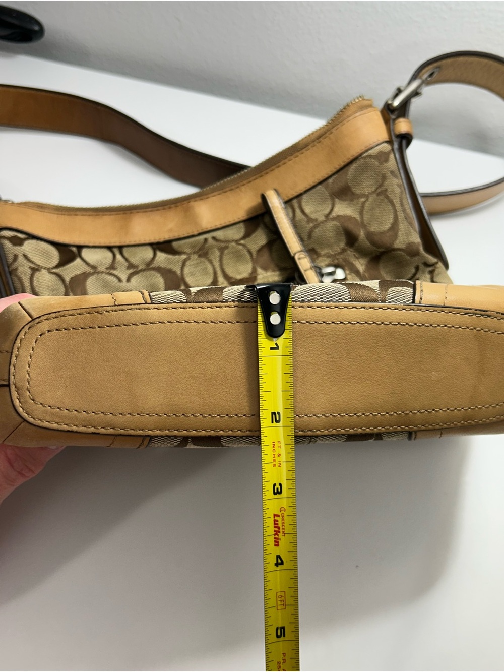 Coach Brown Signature Canvas Crossbody with Tan Leather Trim F12327 - Picture 11 of 15